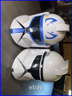 2008Star Wars Captain Rex & Clone Storm Trooper Talking Helmet No Antenna Tested