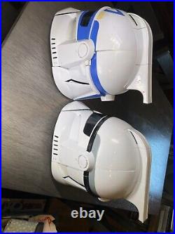 2008Star Wars Captain Rex & Clone Storm Trooper Talking Helmet No Antenna Tested