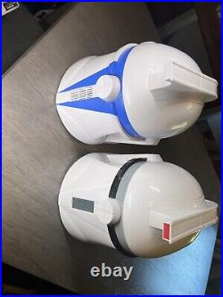 2008Star Wars Captain Rex & Clone Storm Trooper Talking Helmet No Antenna Tested