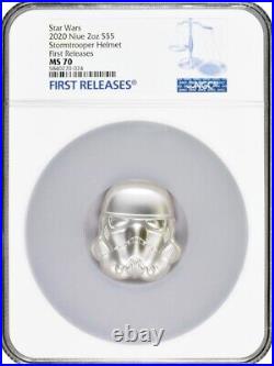 2020 $5 Niue Star Wars Stormtrooper Helmet Shape 2 oz. 999 Silver NGC MS70 FR