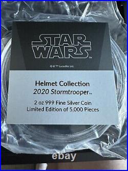 2020 $5 Niue Star Wars Stormtrooper Premium Helmet Shape 2 oz. 999 Silver