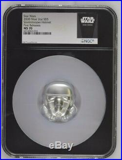 2020 Niue Silver $5 Star Wars Stormtrooper Helmet UHR MS 70 FR NGC Coin