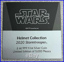 2020 Niue Star Wars Stormtrooper 3D Helmet 2 oz. 999 Silver $5 Coin 5,000 Made