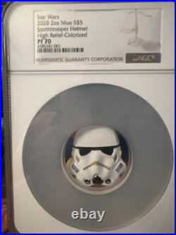 2020 Star Wars NGC PF 70 NIUE 2oz Silver $5 STORMTROOPER HELMET Colorized HF