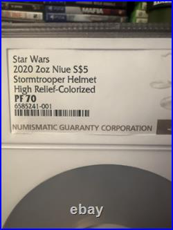 2020 Star Wars NGC PF 70 NIUE 2oz Silver $5 STORMTROOPER HELMET Colorized HF