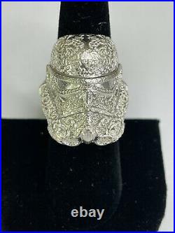 Carved Star Wars Stormtrooper Helmet Ring in 925 silver, made and cast in USA