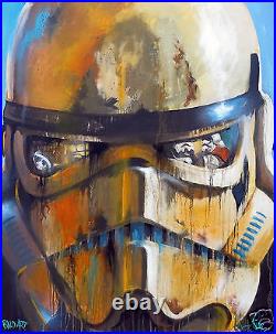 Embellished Art Painting star wars helmets so in right now by ANDY BAKER COA