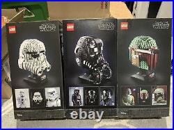 LEGO Star Wars 3 Bust Set! Boba Fett, Stormtrooper, Tie Fighter Pilot Helmet New