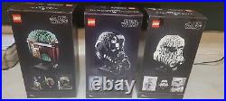 LEGO Star Wars TIE Fighter Pilot, Stormtrooper & Boba Fett helmets