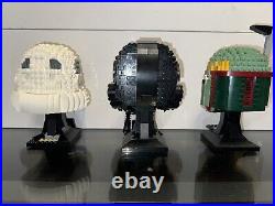 Lego Star Wars Boba Fett, Stormtrooper, Imperial Tie Fighter Pilot Helmet Busts