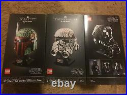 Lego Star Wars Helmets Lot Of 3 Boba Fett & Stormtrooper & Tie Pilot Nib