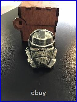 Lukes Coin Art Storm Trooper helmet. 999 silver 5.75 oz Antiqued Poured