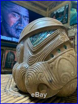 New Maori Tiki Style Star Wars Storm Trooper Wooden Helmet Carving Solid Wood