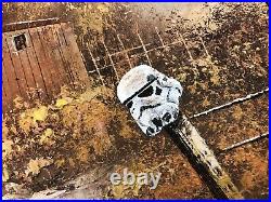 Original Art Star Wars Stormtrooper Helmet Thrift Store Painting Landscape Art