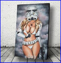 Sexy StormTrooper Star Wars Canvas Art Poster Cosplay blaster Rey leia helmet