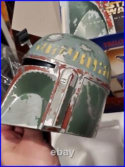 Star Wars Boba Fett Helmet Riddell Authentic 8 Trilogy Collection With Box