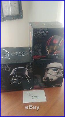 Star Wars The Black Series Prem. Electronic Helmet Lot Vader, Poe, Storm Trooper