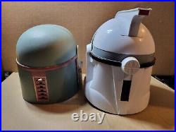 Vintage 2008 Clone Stormtrooper, 2009 Boba Fett Helmet Talking Masks Lot 2